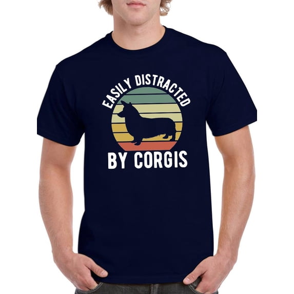 Easily Distracted By Corgis T-Shirt Men -Image by Shutterstock, Male XX-Large