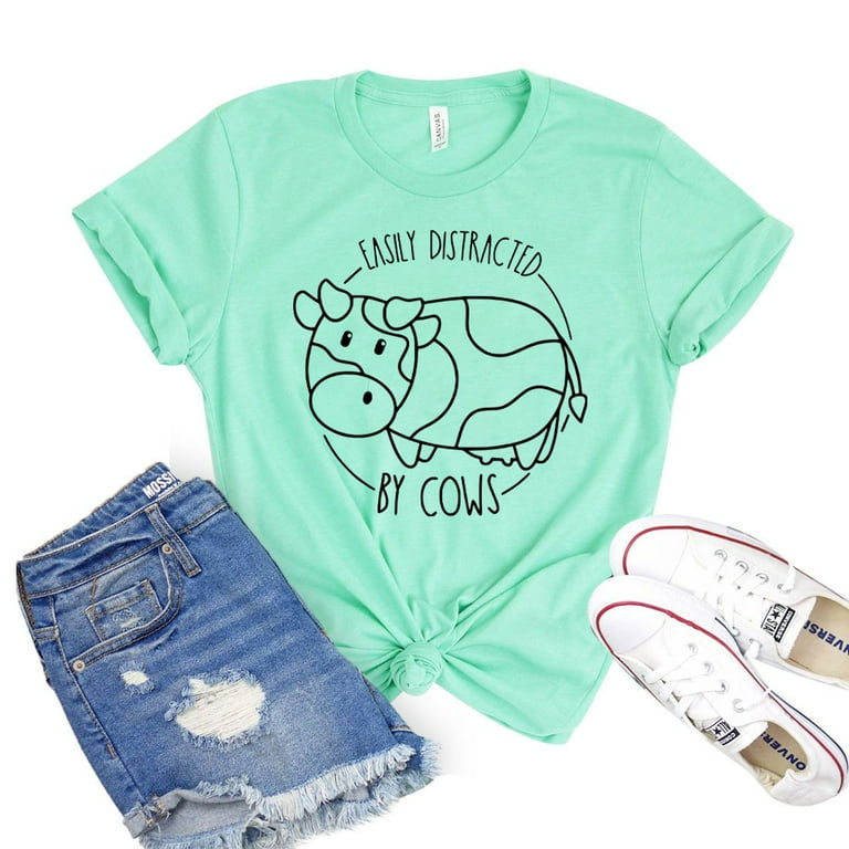 Easily Distracted By Cows T Shirt Cow Men Women Gifts Farmer Easily Distracted By Cows T Shirt Cow Men Women Gifts Farmer