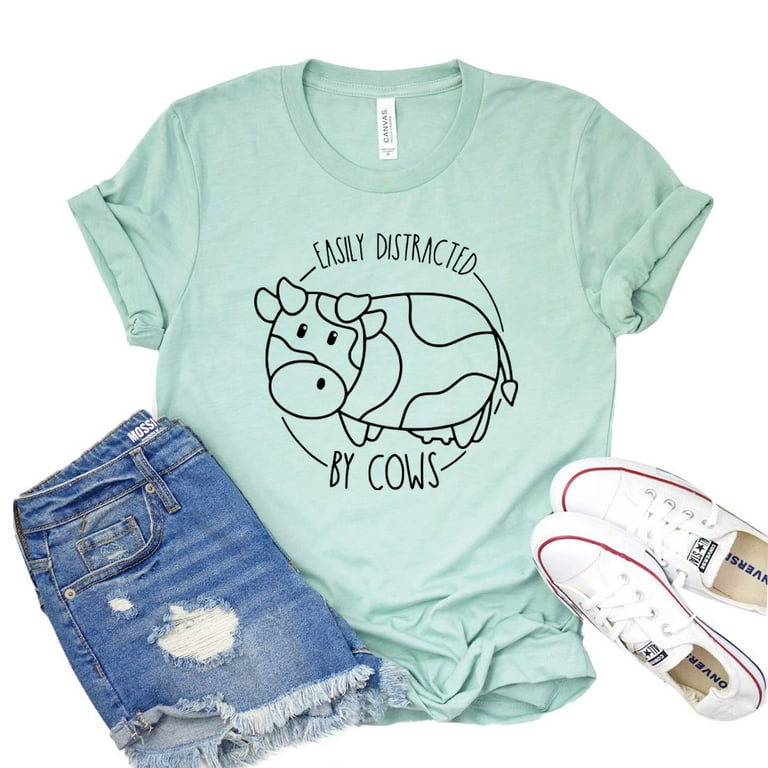 Easily Distracted By Cows T Shirt Cow Men Women Gifts Farmer Easily Distracted By Cows T Shirt Cow Men Women Gifts Farmer