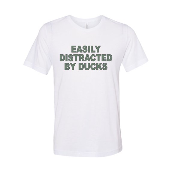 "Easily Distracted By Ducks, Duck Shirt, Unisex Fit, Duck Hunting Shirt, Waterfowl Hunting, Gift For Him, Hunting And Fishing, Hunting Shirt, White, 2XL"