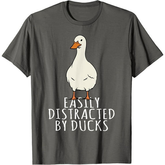 Easily Distracted By Ducks Softstyle Unisex T Shirt Charcoal Color Size