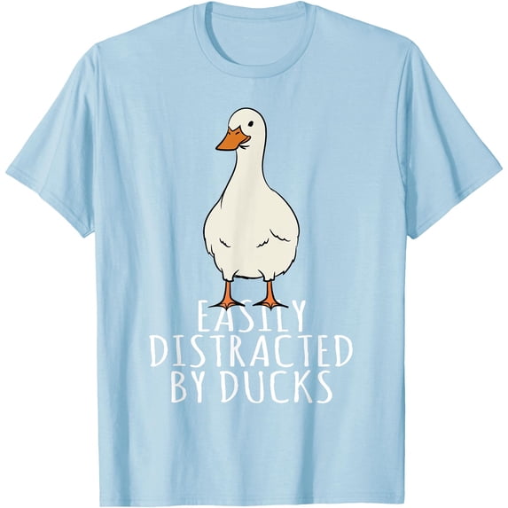 Easily Distracted By Ducks Softstyle Unisex T-Shirt,Light Blue Color,Size YM