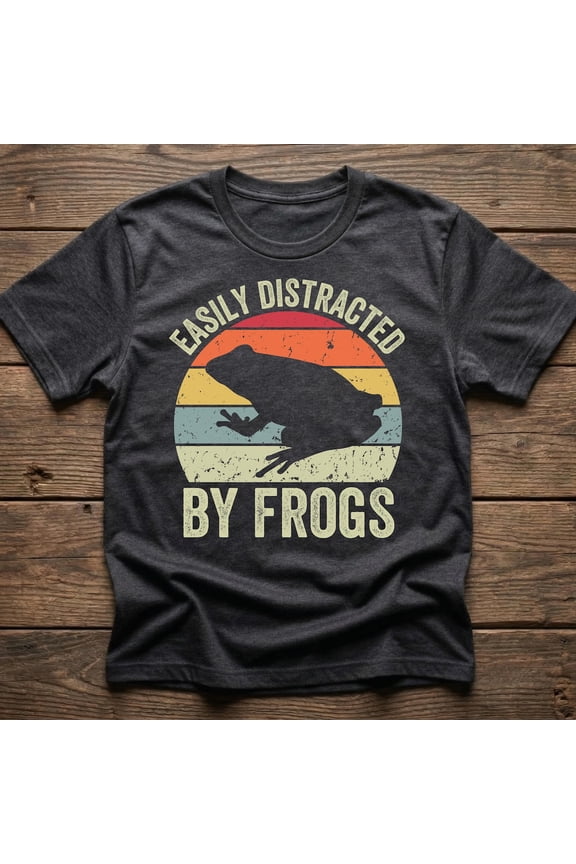 Easily Distracted By Frogs Frog Lover Retro Toad Graphic T-Shirt