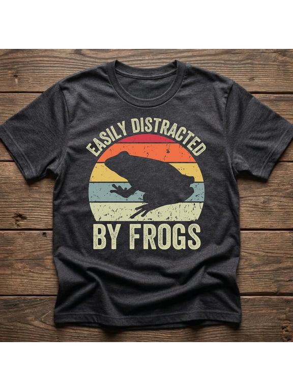 Easily Distracted By Frogs Frog Lover Retro Toad Graphic T-Shirt