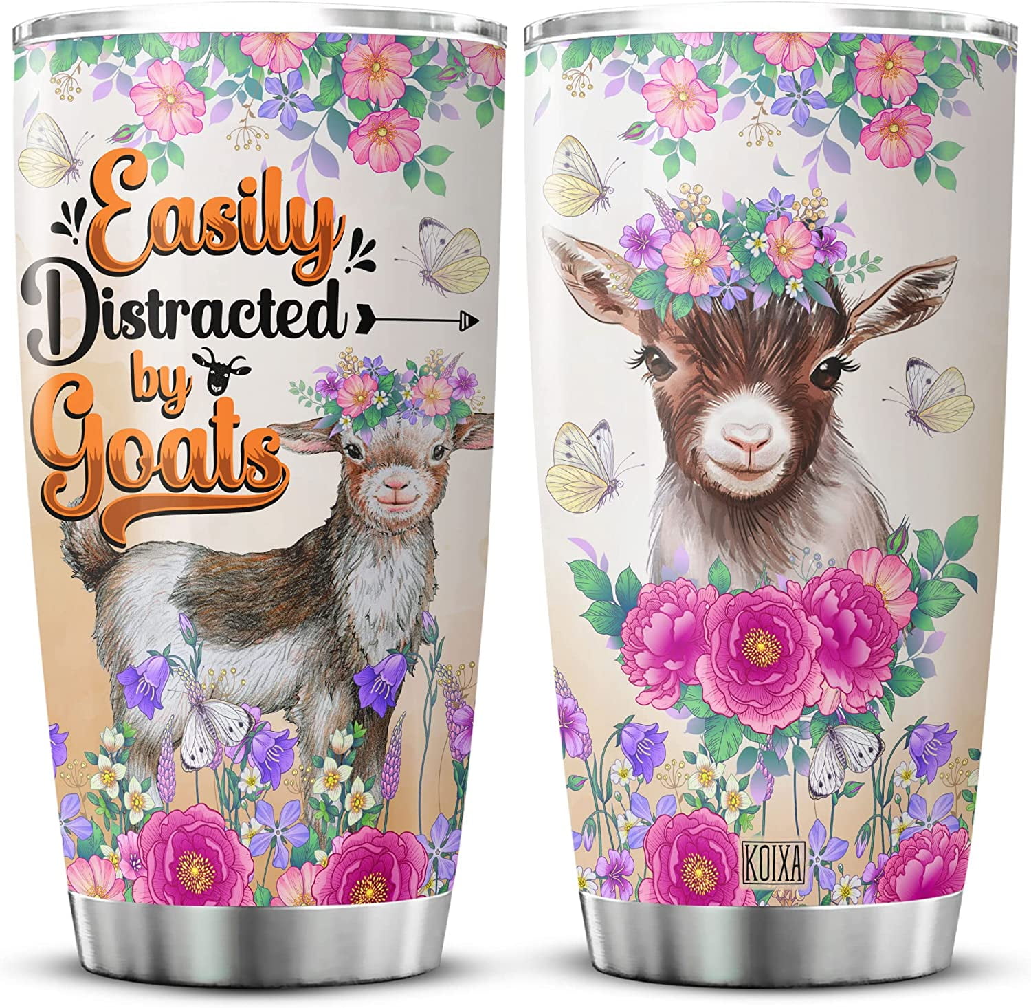 Onebttl Goat Gifts for Goat Lovers, Farm Gifts for Girl, Easily Distracted  by Goats, Funny Goat Gifts for Women, 12 oz Pink Stainless Steel Insulated