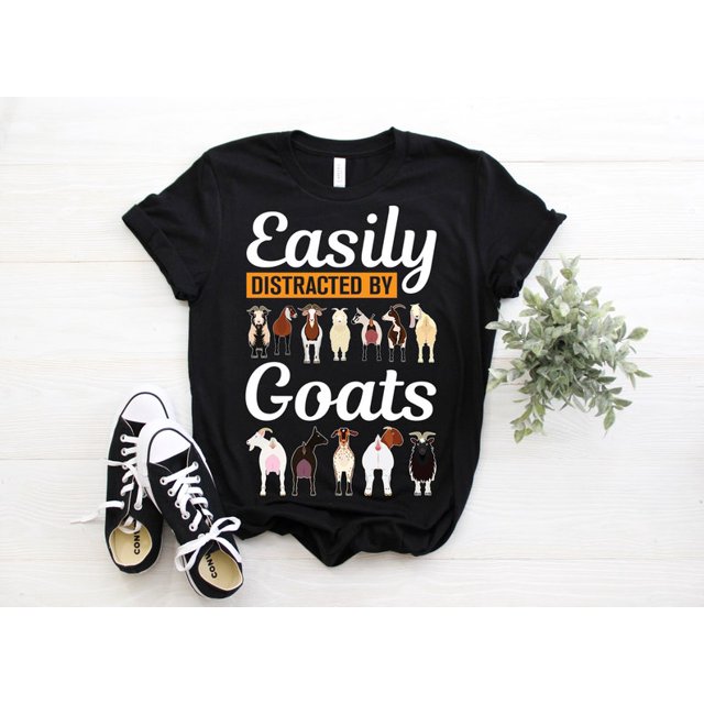 Easily Distracted By Goats Funny TShirt, Goat Vintage Top, Farmer