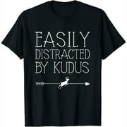 Easily Distracted By Kudus Gift For Girl Women Antelope Buck T-Shirt Black Small
