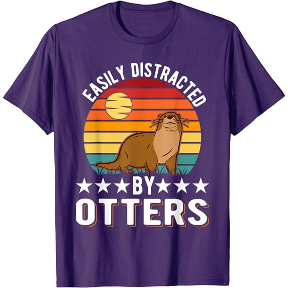 Easily Distracted By Otters Softstyle Unisex T-Shirt,Purple Color,Size XL