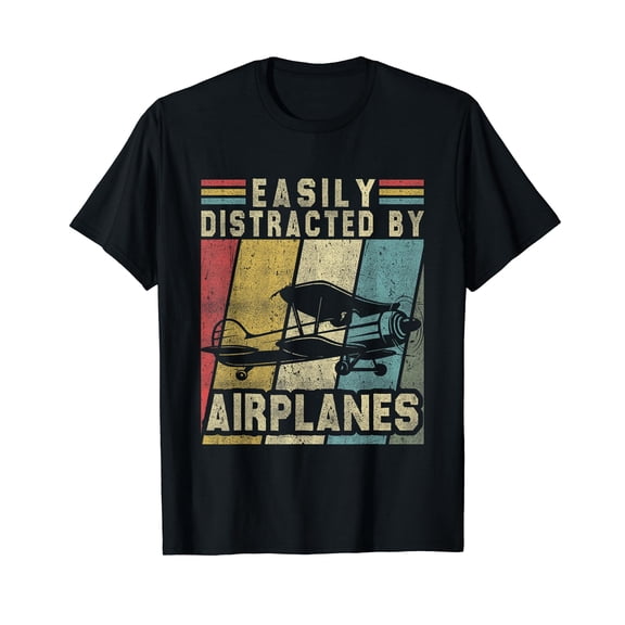 Easily Distracted By Planes Airplane Pilot Lover T-Shirt
