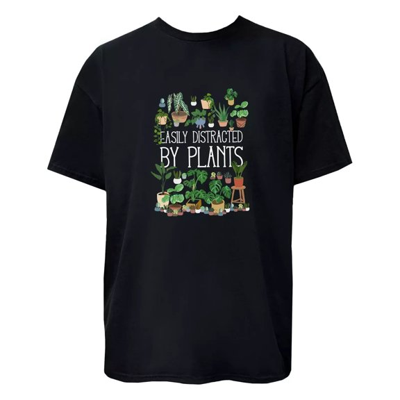 Easily Distracted By Plant Funny Graphic T-Shirt