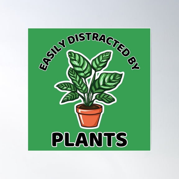 Easily Distracted By Plants - Calathea Edition Poster Wall Art, Modern Wall Decor For Living Room Bedroom, 16x16 UNFRAMED