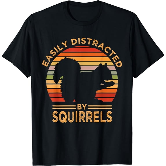 Easily Distracted By Squirrels Vintage Funny Squirrel T-Shirt