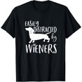 thumbnail image 1 of Easily Distracted By Wieners Womens Dachshund Doxie Mom T-ShirtMen and women, White Black T-shirt, size: Extra large S-527XL, 1 of 4
