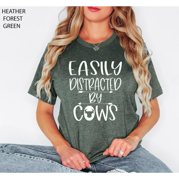 Easily Distracted By Cows Shirt, Cow Lover T-shirt, Animal Lover, Barn Life Shirt, Farm Life Shirt, Cow Lover Shirt, Cow Tee,Cow Shirt Sweatshirt All Size S-5XL