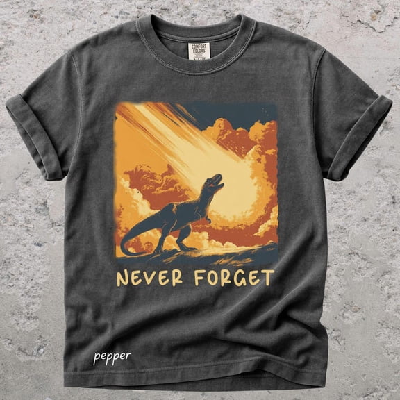 Never Forget Dinosaur Meteor Shirt, Prehistoric Extinction Graphic Tee, Retro Dino Science Humor Design Comfort Colors Unisex Cotton T-Shirt, Size S-3XL