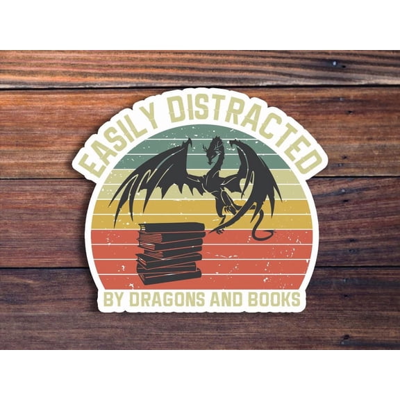Easily Distracted Dragons Books Toolbox Sticker