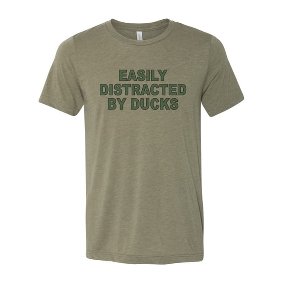 "Easily Distracted By Ducks, Duck Shirt, Unisex Fit, Duck Hunting Shirt, Waterfowl Hunting, Gift For Him, Hunting And Fishing, Hunting Shirt, Heather Olive, LARGE"