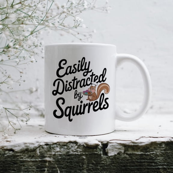 Easily Distracted bquirrels Mug, Funnquirrel Lover Gift, Cute est Animal Cup, Woodland Coffee Mug Ceramic oz, Squirrel Lover Gift.