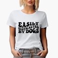 thumbnail image 1 of Easily Distracted by Dogs, Dog Lover Quote, Groovy Retro Wavy Text Merch Gift, White T-Shirt, 3XL, 1 of 5