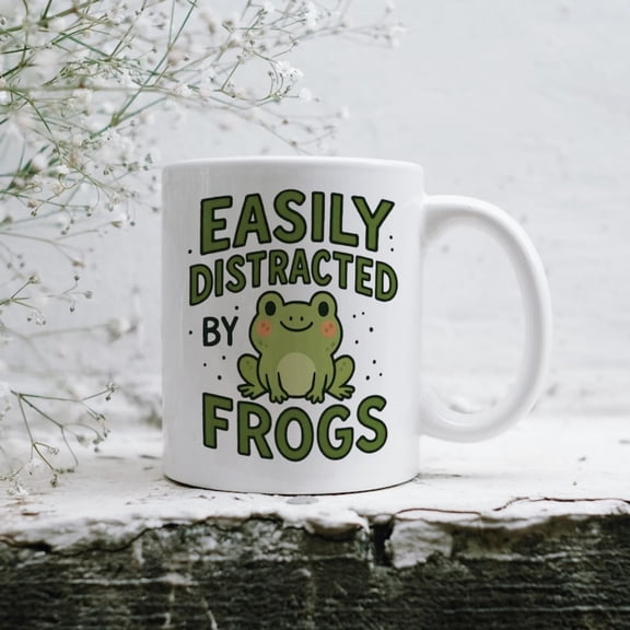 Easily Distracted by Frogs Mug, Frog Lover Gift, Funny Amphibian Coffee Cup, Cute Animal Mug Her Him, oz Ceramic Frog Mug, Frog Gift.