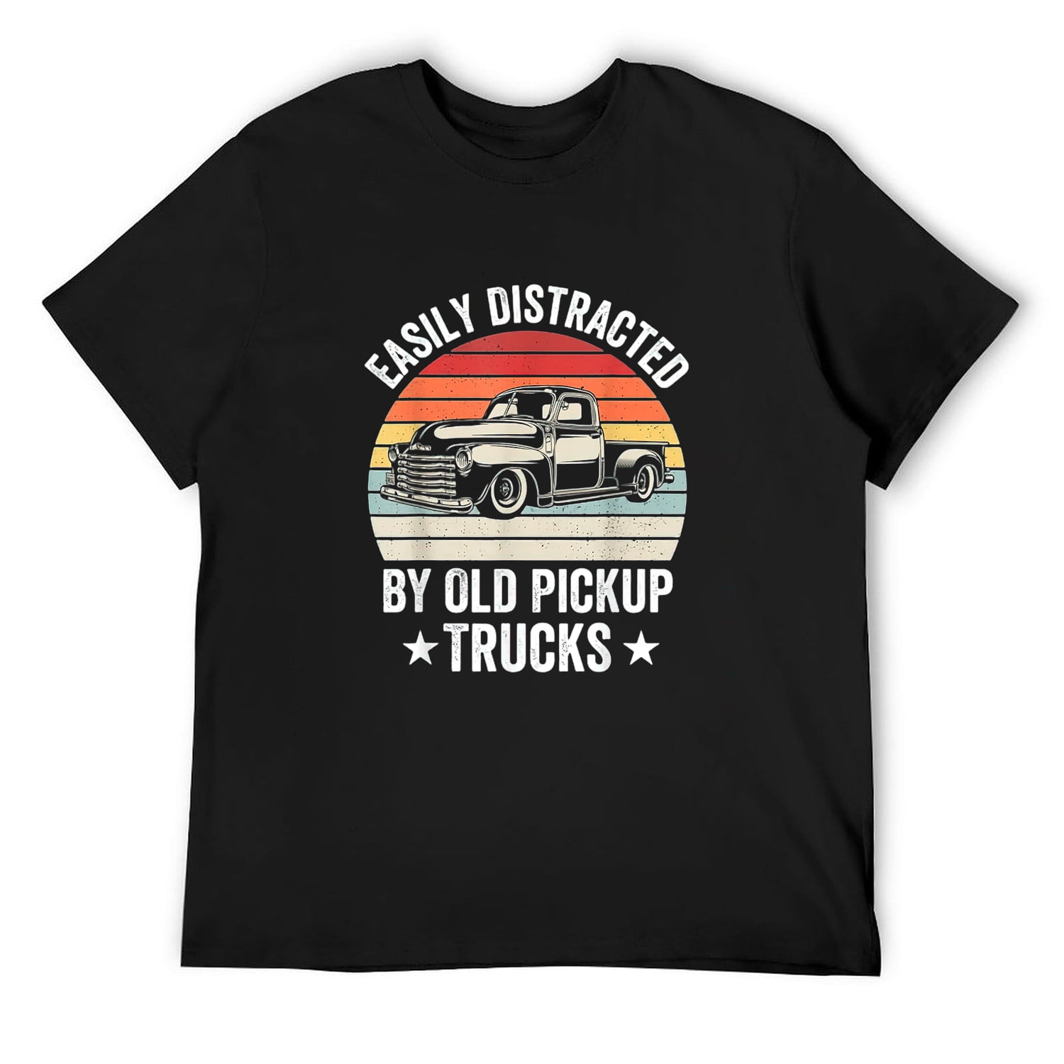 Easily Distracted by Old Pickup Trucks Funny Trucker T-Shirt Black 2X ...