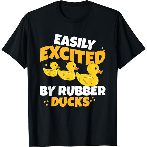 Easily Excited By Rubber Duck Funny Softstyle Unisex T-Shirt,Black Color,Size L