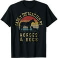 thumbnail image 1 of Easily distracted by horses and dogs I like heart horse dog T-Shirt men and women can wear, black, white, gifts, 1 of 4