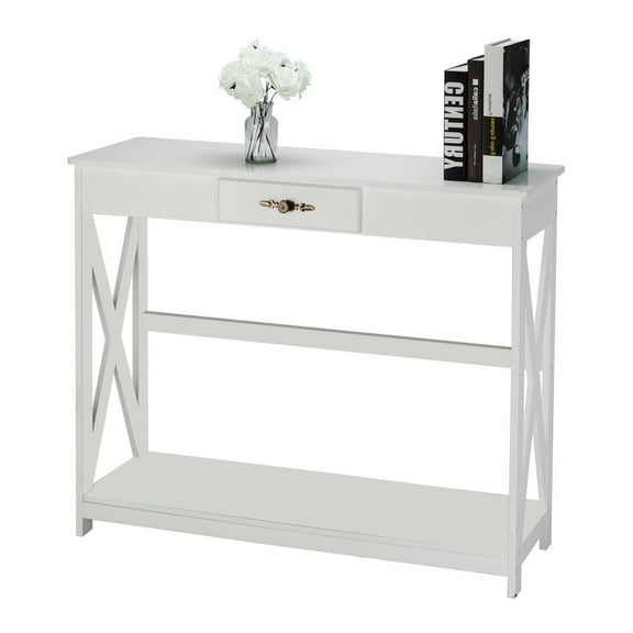 EasingRoom 2 Tier Entryway Console Table Sofa Table Computer Desk with Drawer