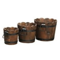thumbnail image 1 of EasingRoom 3 pcs Wooden Planter Barrel Flower Pots w/ Drainage Holes Flower-Shaped Barrel Carbonized Color, 1 of 1