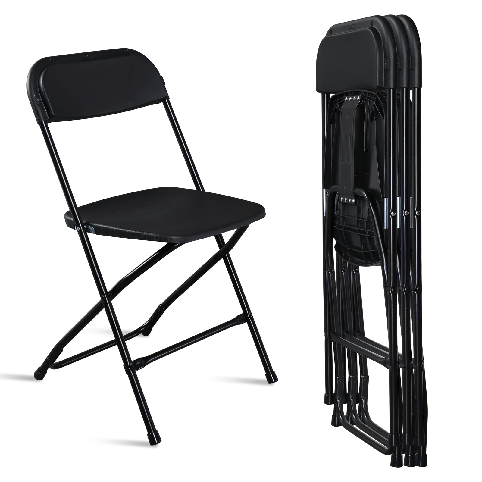 EasingRoom 4 Pack s Folding Chairs, Heavy Duty Black Metal Folding