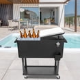 thumbnail image 1 of EasingRoom 80QT Rolling Spray Iron Cooler Cart Ice Bee Chest Patio Warm Shelf Black, 1 of 7