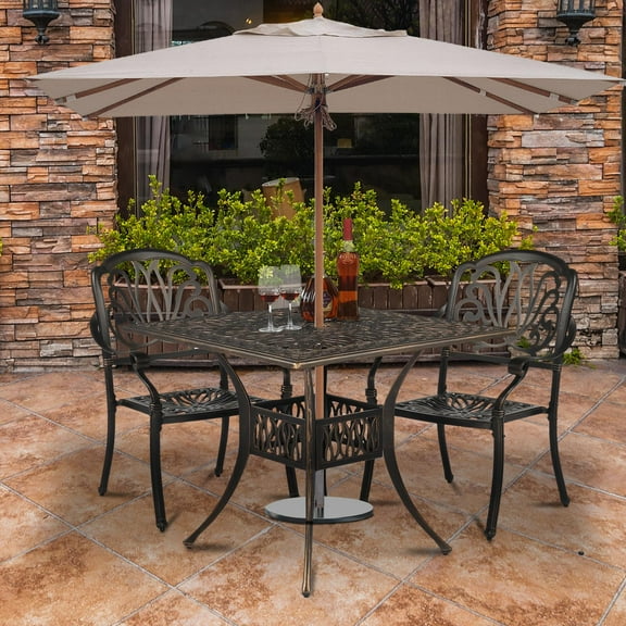 EasingRoom Aluminum Dining Table for Backyard, Garden or Porch, Square Top