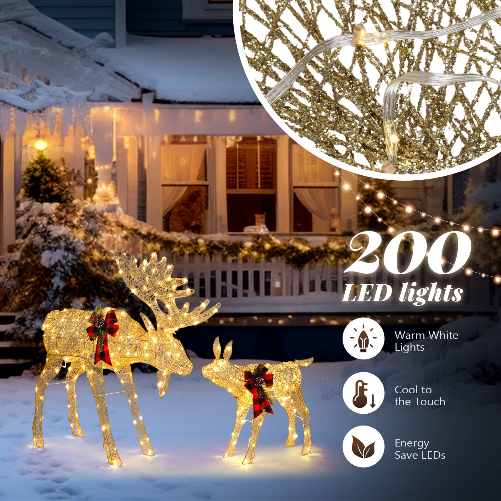 EasingRoom Christmas Decoration Lighted Moose Family Light up Moose 2