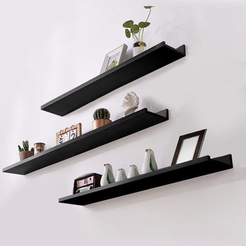 EasingRoom Floating Wall Mount Molding Ledge ShelvesModern Design Black
