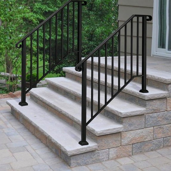 EasingRoom 4-Step Handrail for Outdoor Stairs, Wrought Iron Metal ...