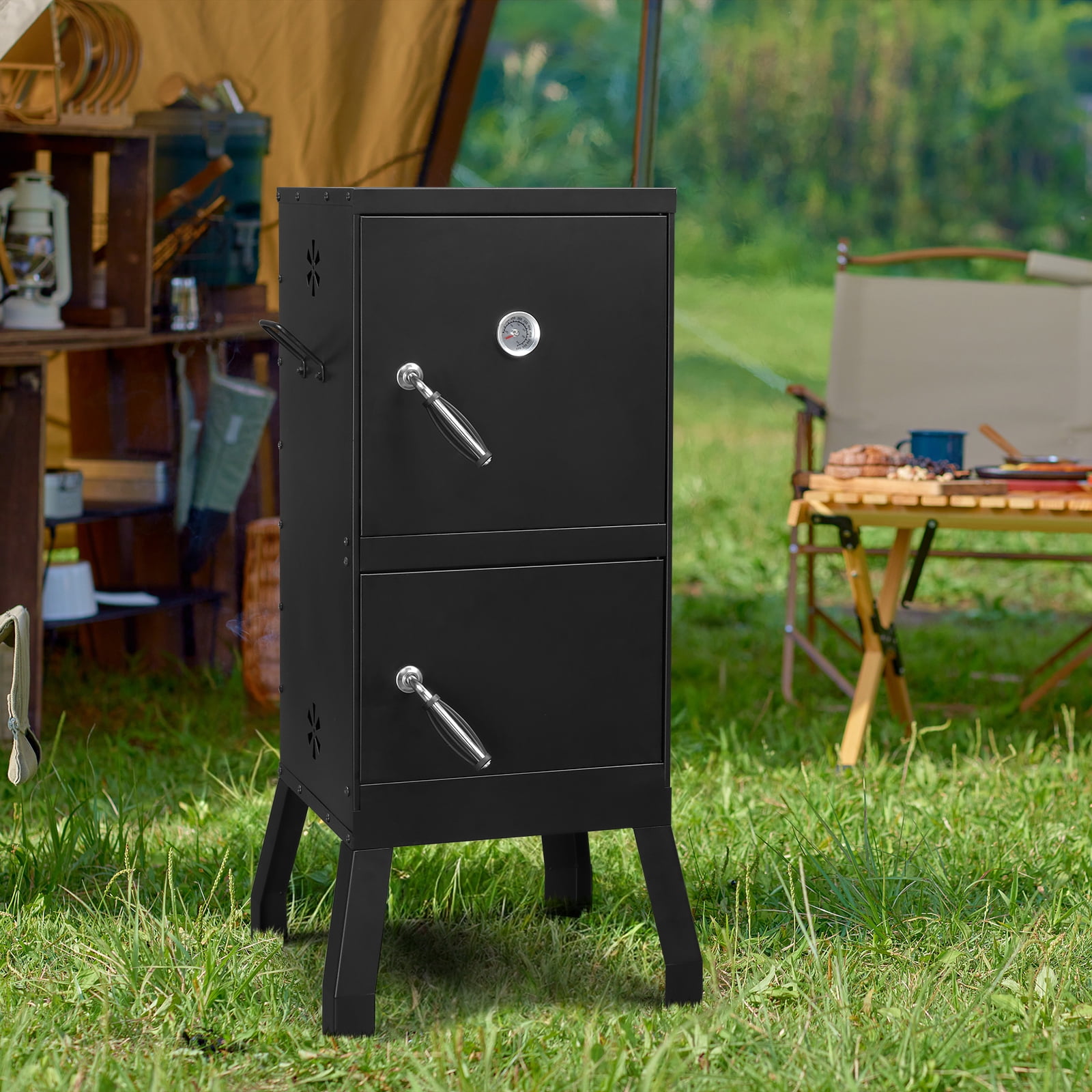 EasingRoom Outdoor BBQ Charcoal Grill 40'' Barrel Vertical Grill Smoker