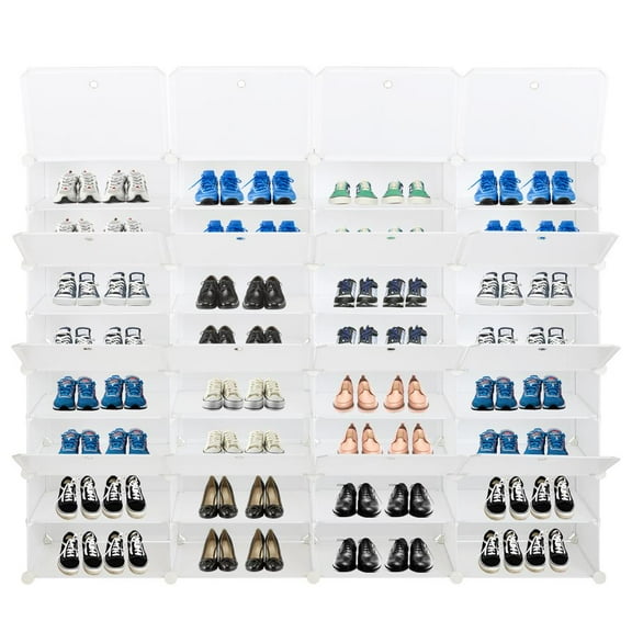 EasingRoom Portable Shoe Rack 64-Pair DIY Shoe Storage Shelf Organizer Plastic Shoe Organizer for Entryway Shoe Cabinet with Doors