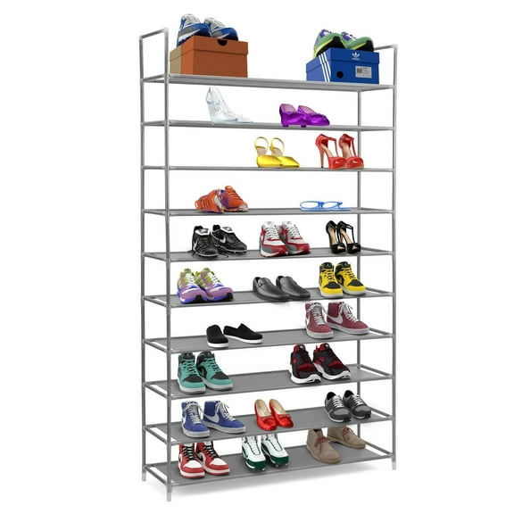 EasingRoom Shoe Rack 50 Pairs Tower Organizer Cabinet Storage Black / Gray
