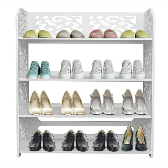 EasingRoom Shoe Rack Wood-plastic Board Four Tiers Multifunctional Storage Shelf White