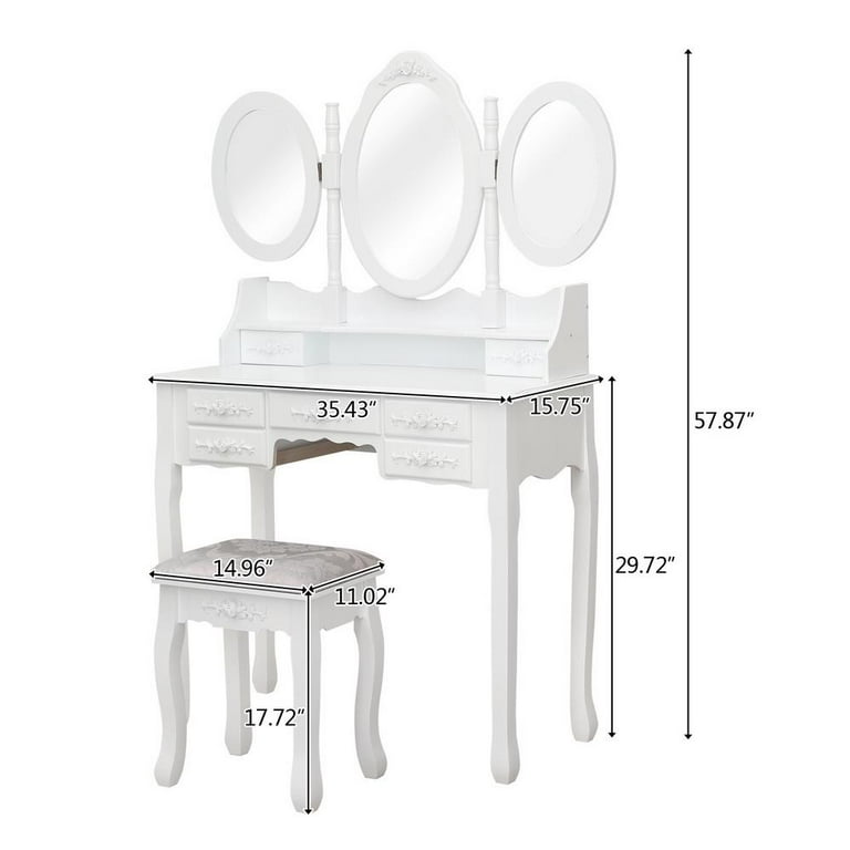 white christmas dresses 7 draw Classic Mirrored Dressing Table main image 1