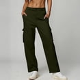 thumbnail image 1 of EaskTriop Cargo Pants for Women High Waisted Straight Wide Leg Work Pants with Pockets Loose Fit Utility Trousers for Outdoor Casual Wear, 1 of 6