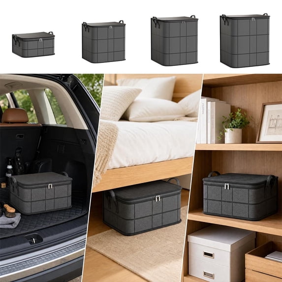 EaskTriop Foldable Clothes Storage Bin, Large Capacity Fabric Closet Organizer with Zipper Handles for Bedding Quilt Blanket Garment Home Bedroom Space‑Saving Container