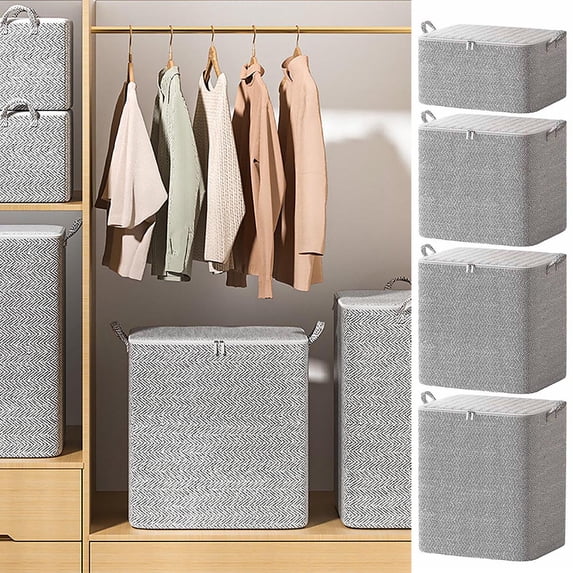 EaskTriop Foldable Clothing Storage Bag, Large Fabric Closet Organizer with Zipper Handles for Quilt Comforter Blanket Appartment Bedroom Space‑Saving Storage Box