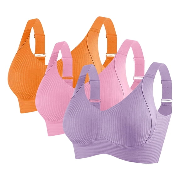 EaskTriop High Impact Sports Bras for Women 3 Pack Wireless Adjustable Straps Ribbed Workout Yoga Supportive Full Coverage Bralette
