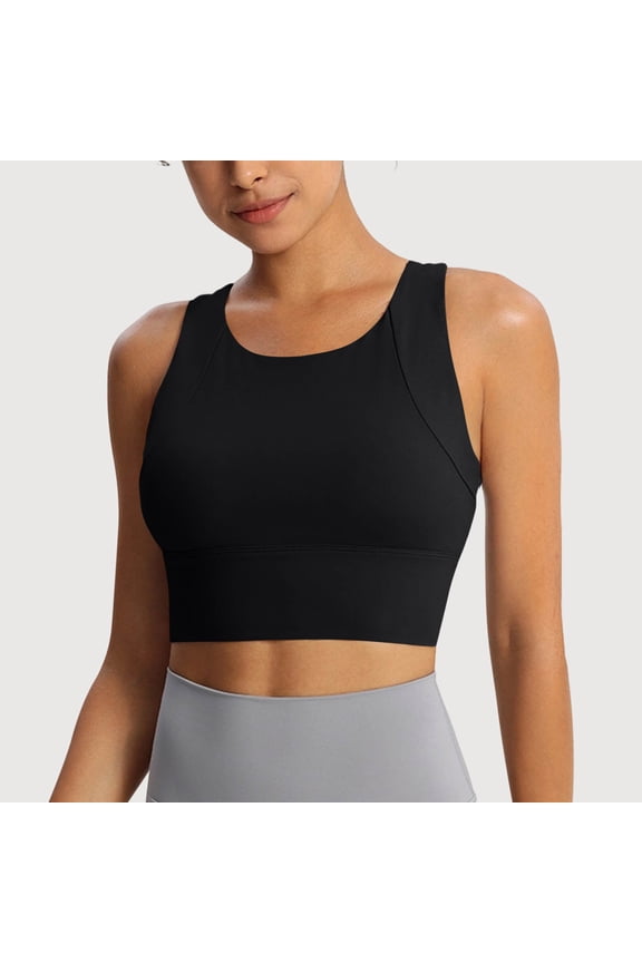 High Impact Sports Bras for Women, Longline Workout Yoga Bra Padded Crop Tank Top Running Gym Wireless Supportive Fitness Bra
