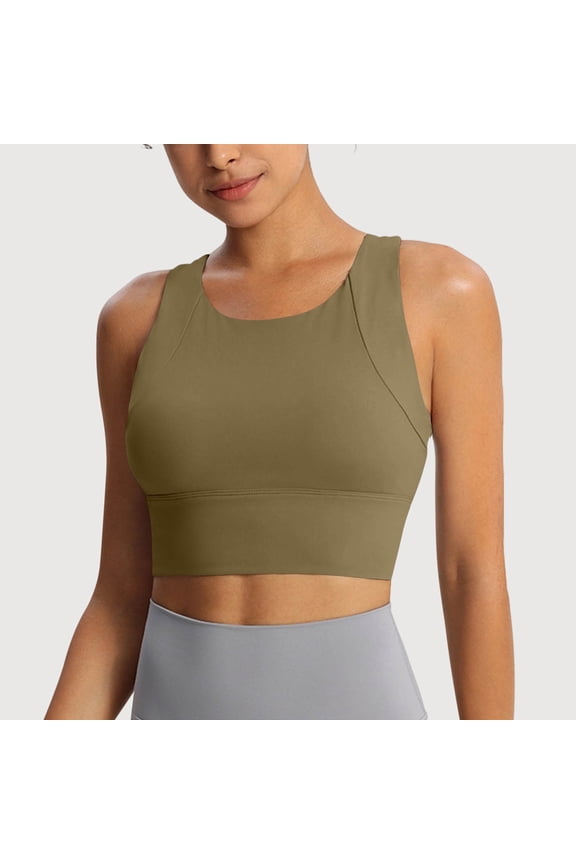 High Impact Sports Bras for Women, Longline Workout Yoga Bra Padded Crop Tank Top Running Gym Wireless Supportive Fitness Bra