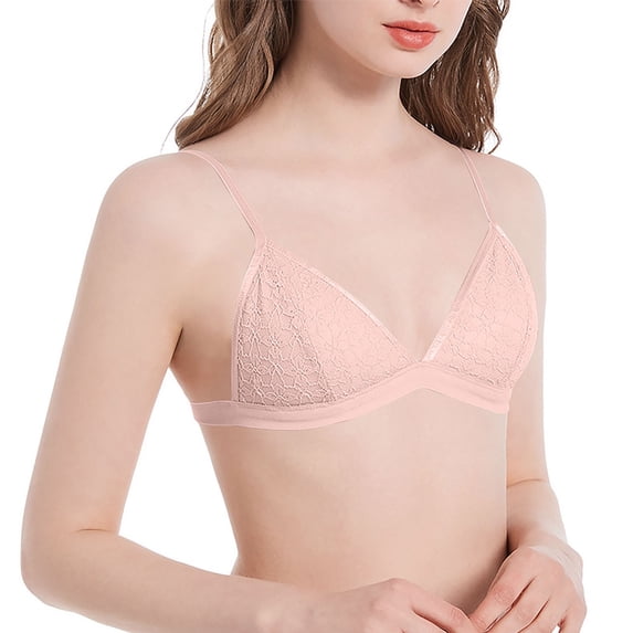 EaskTriop Lace Triangle Bralette for Women - Wireless V Neck Unlined Bra with Thin Straps, Soft Comfy Everyday Support Bralettes