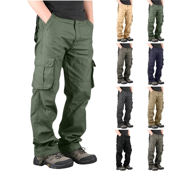 EaskTriop Men's Cargo Pants Straight Leg Performance Utility Work Trousers with Multi Pockets for Hiking Fishing Outdoor Daily Wear