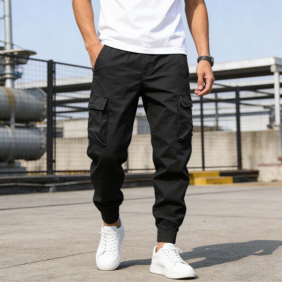 EaskTriop Men's Casual Cargo Joggers Stretch Workout Sweatpants Athletic Performance Utility Pants with Multi Pockets Relaxed Fit S-3XL