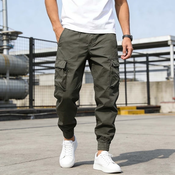 EaskTriop Men's Casual Cargo Joggers Stretch Workout Sweatpants Athletic Performance Utility Pants with Multi Pockets Relaxed Fit S-3XL